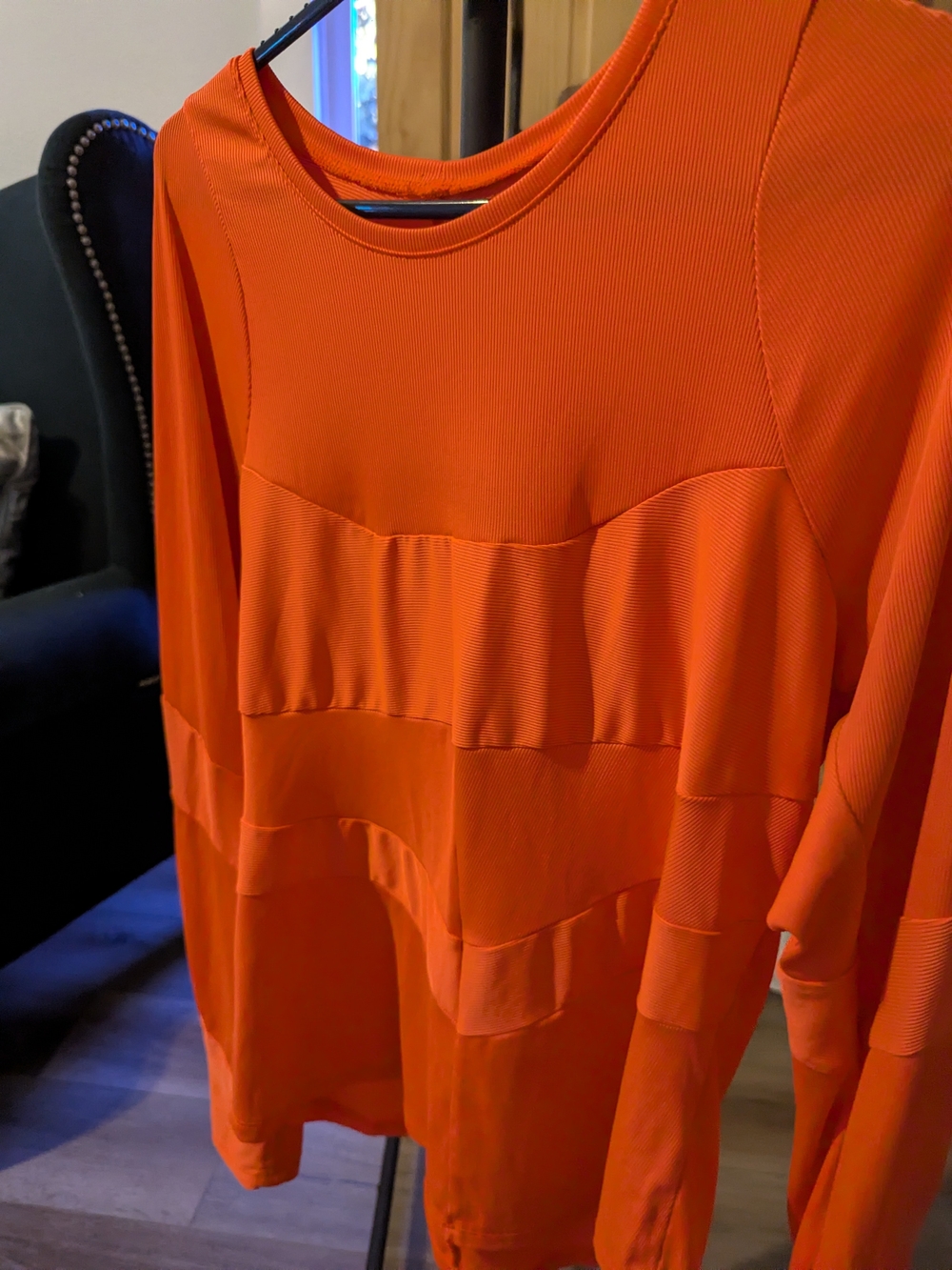 2 - Lucky in Love Orange &:Teal  Long Sleeve Tiered Top